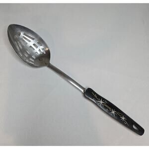 Ekco Stainless Steel USA Atomic Starburst Slotted Spoon 12" Vintage